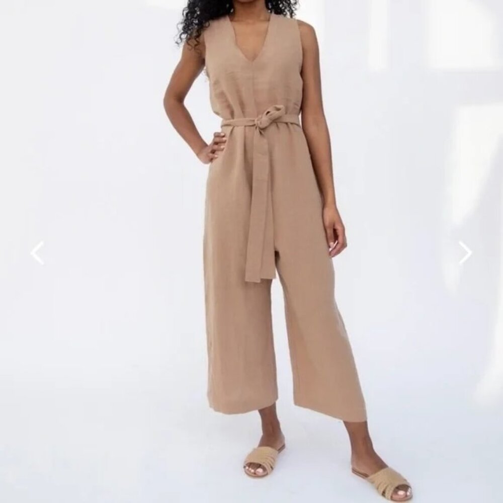 Hackwith Design House Wide Leg Jumper GREEN Moss Linen XL